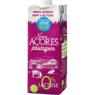 Leite de Pastagem Meio Gordo sem Lactose embalagem 1 L - Nova Açores