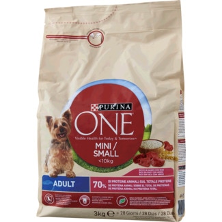 Ração para Cão Adulto Mini e Pequeno Menos 10 Kg de Vaca e Arroz embalagem 3 kg - Purina One Mini