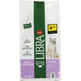 Ração para Gato Adult Sterilized com Frango e Cevada embalagem 1,5 kg - Libra