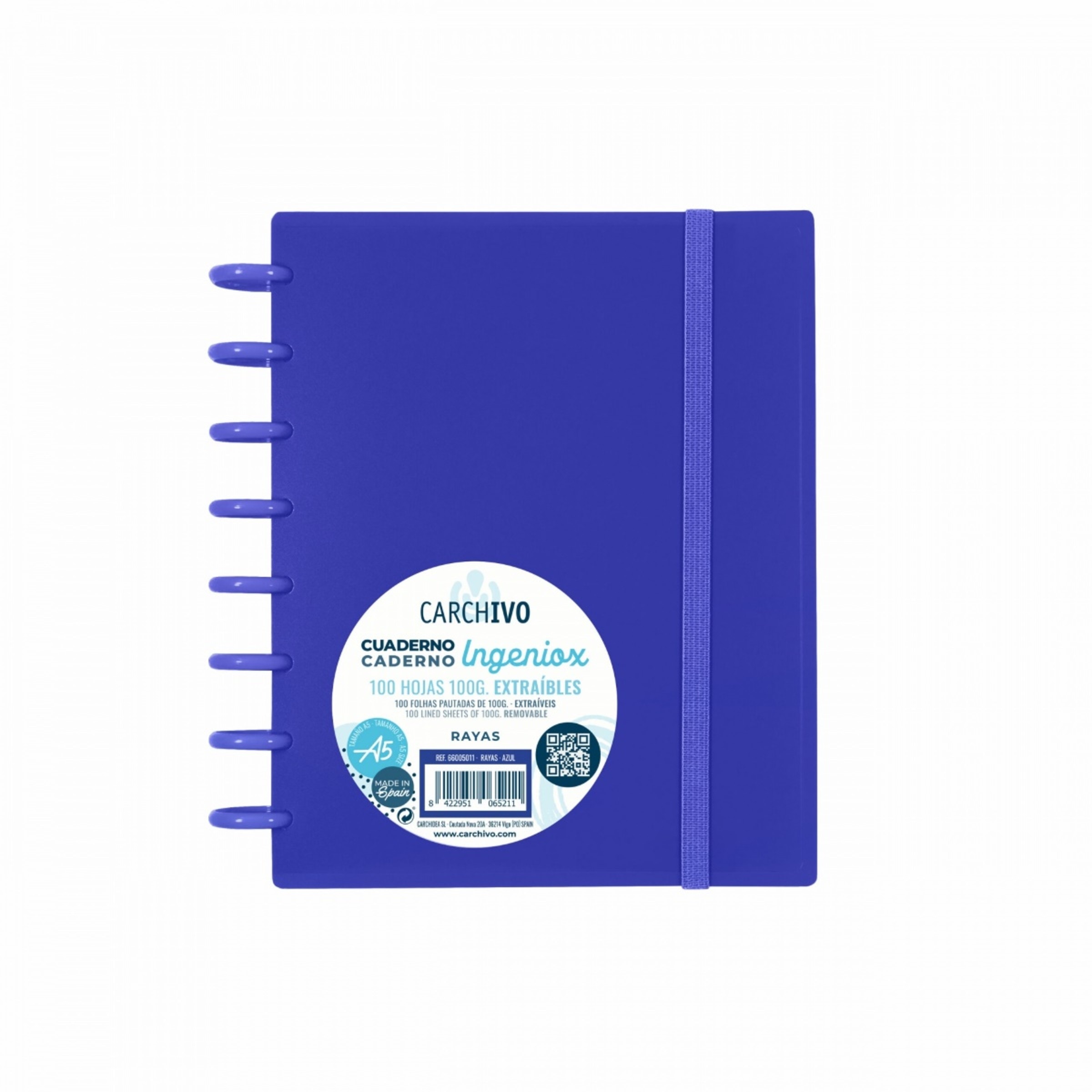 Imagem 0 de Caderno A5 Pautado 100 FL com Elástico - Azul Intenso
