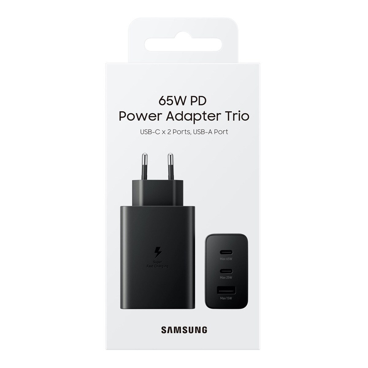 Cargador de red Samsung 65W Power Adapter Trio, carga hasta 3 dispositivos Negro-2
