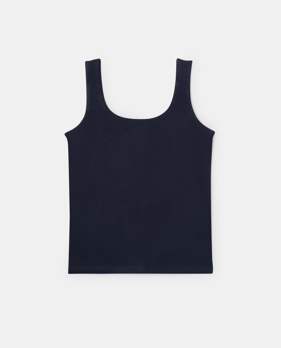 T-shirt de Alças com Decote Redondo Azul-marinho-1