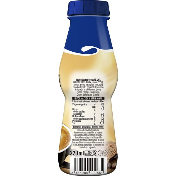 Latte skimmed milk dairy drink with coffee and vitamins Glutenfree