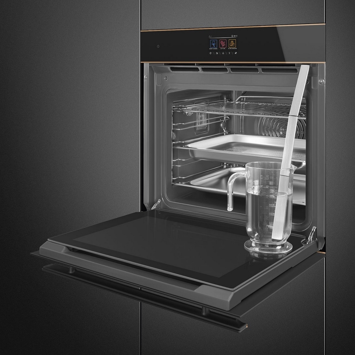 Forno Galileo Steam100 Pro Smeg Dolce Stil Novo SO6604S4PNR Combinado com Vaporeira, VaporClean de 68 Litros - Preto e Perfis Cobre Preto / Cobre-9