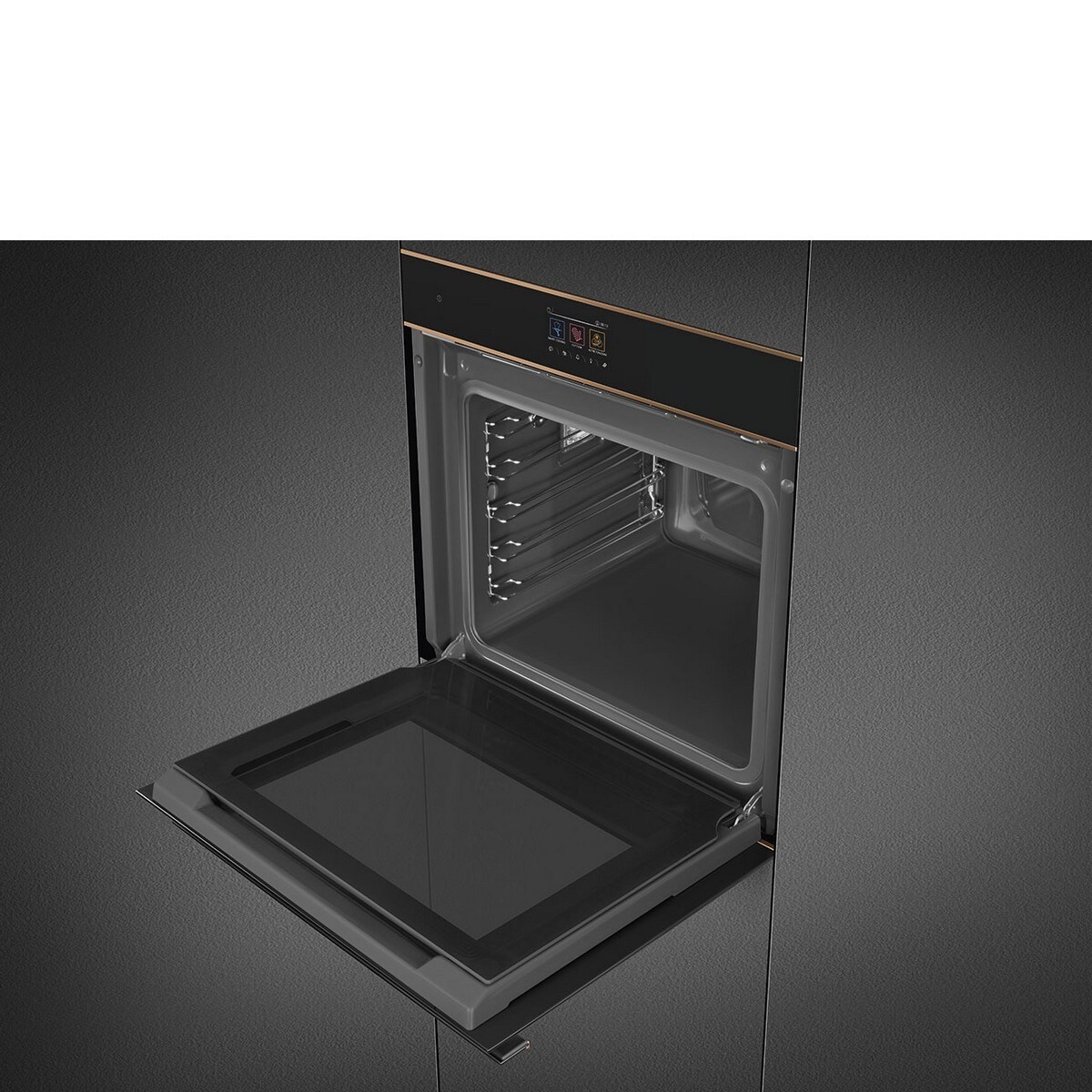 Forno Galileo Steam100 Pro Smeg Dolce Stil Novo SO6604S4PNR Combinado com Vaporeira, VaporClean de 68 Litros - Preto e Perfis Cobre Preto / Cobre-6