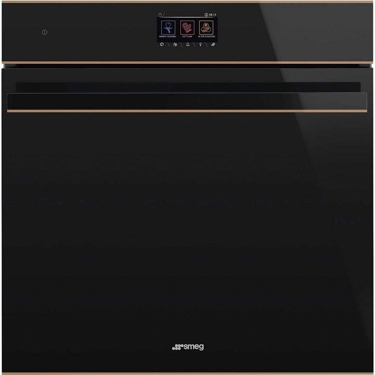 Forno Galileo Steam100 Pro Smeg Dolce Stil Novo SO6604S4PNR Combinado com Vaporeira, VaporClean de 68 Litros - Preto e Perfis Cobre Preto / Cobre-1
