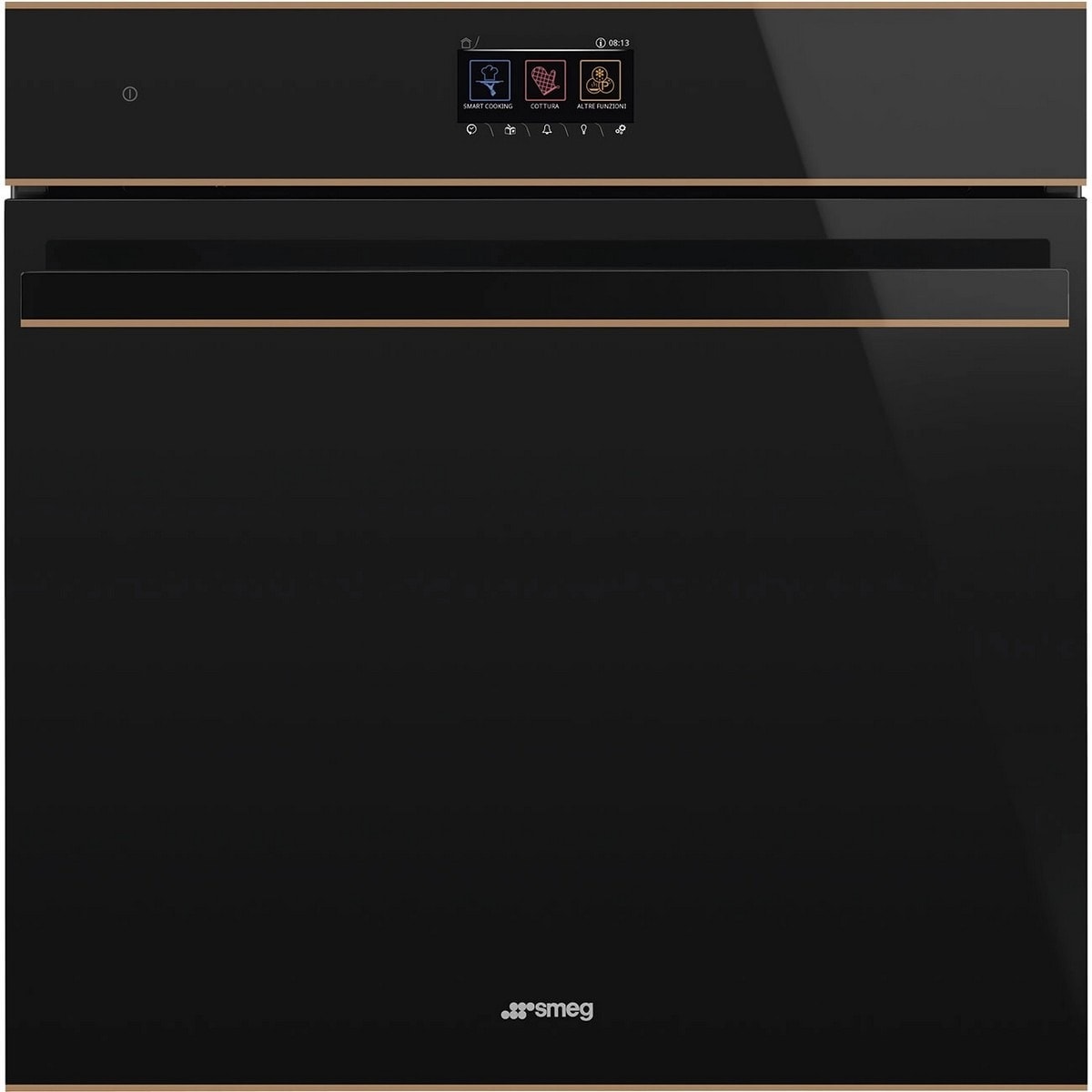 Forno Galileo Steam100 Pro Smeg Dolce Stil Novo SO6604S4PNR Combinado com Vaporeira, VaporClean de 68 Litros - Preto e Perfis Cobre Preto / Cobre-1