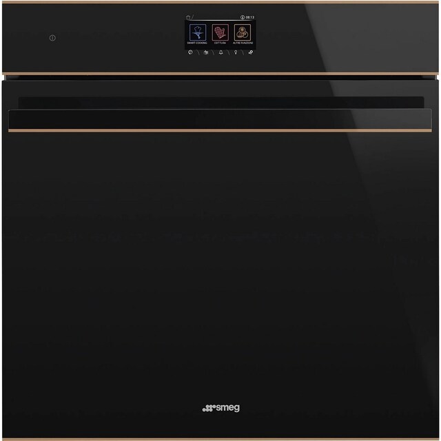 Imagem 0 de Forno Galileo Steam100 Pro Smeg Dolce Stil Novo SO6604S4PNR Combinado com Vaporeira, VaporClean de 68 Litros - Preto e Perfis Cobre