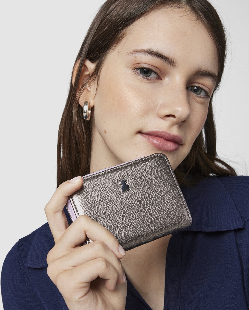 Porta-Moedas com Fecho de Correr - Prateado Prata-4