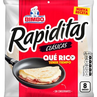 Rapiditas clásicas tortillas de trigo 8 unidades envase 168 g - Bimbo