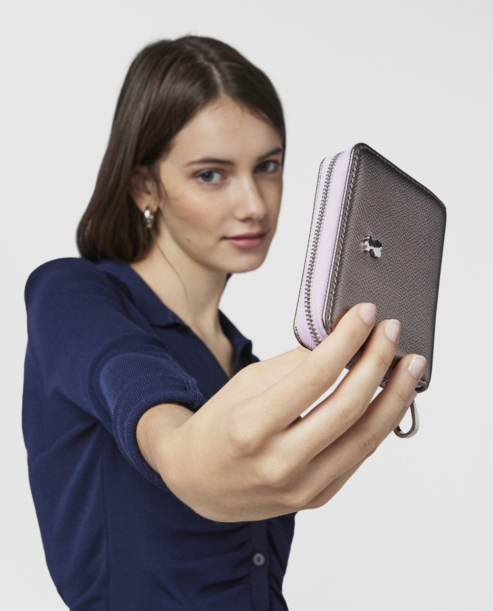 Porta-Moedas com Fecho de Correr - Prateado Prata-5