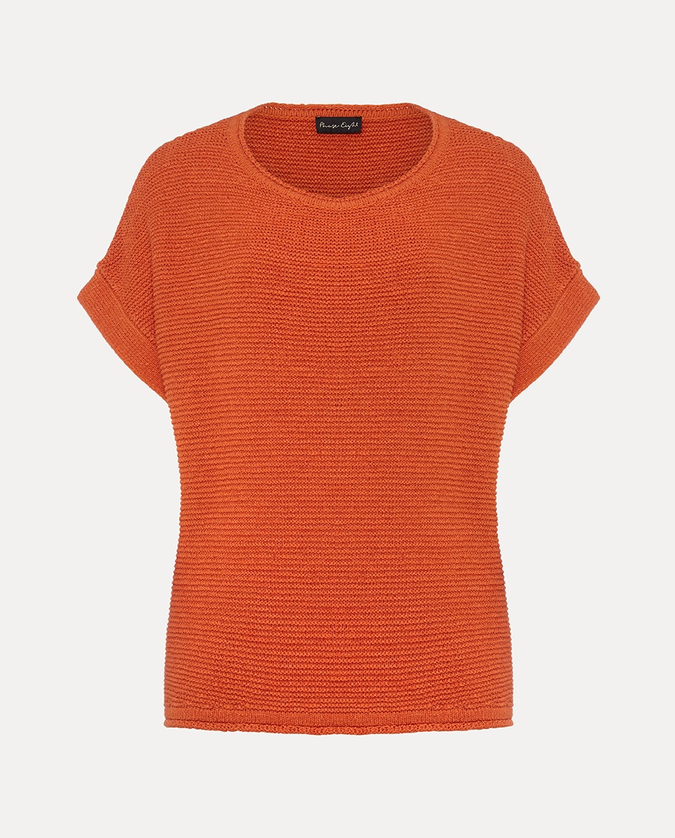 Camisola de Malha de Manga Curta - Laranja Laranja-5