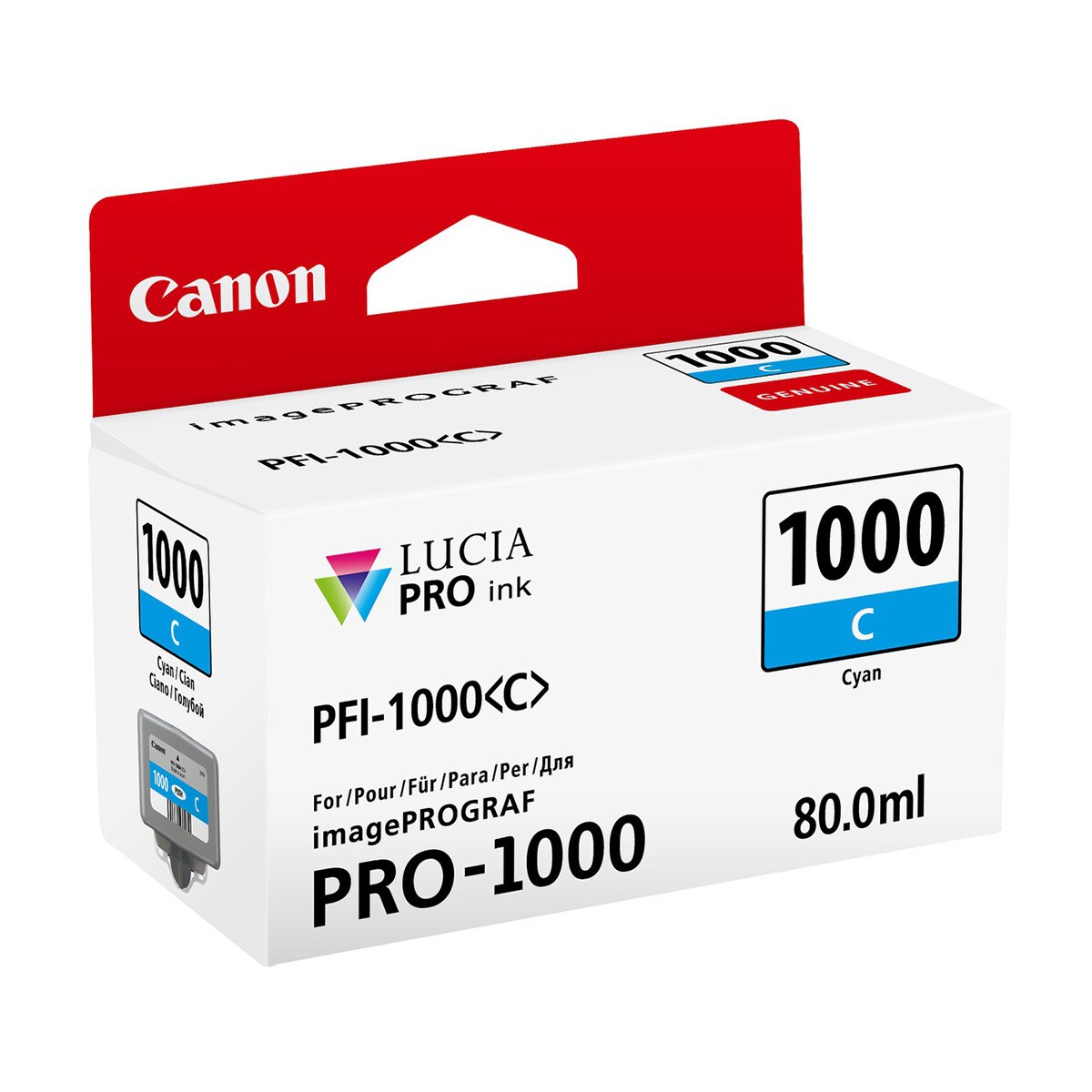 Cartucho de tinta original Canon PFI-1000 C Cian (0547C001) 2