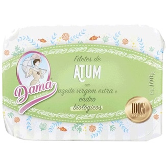 Filetes de Atum em Azeite Virgem Extra e Endro Biológicas lata 106 g - Dama