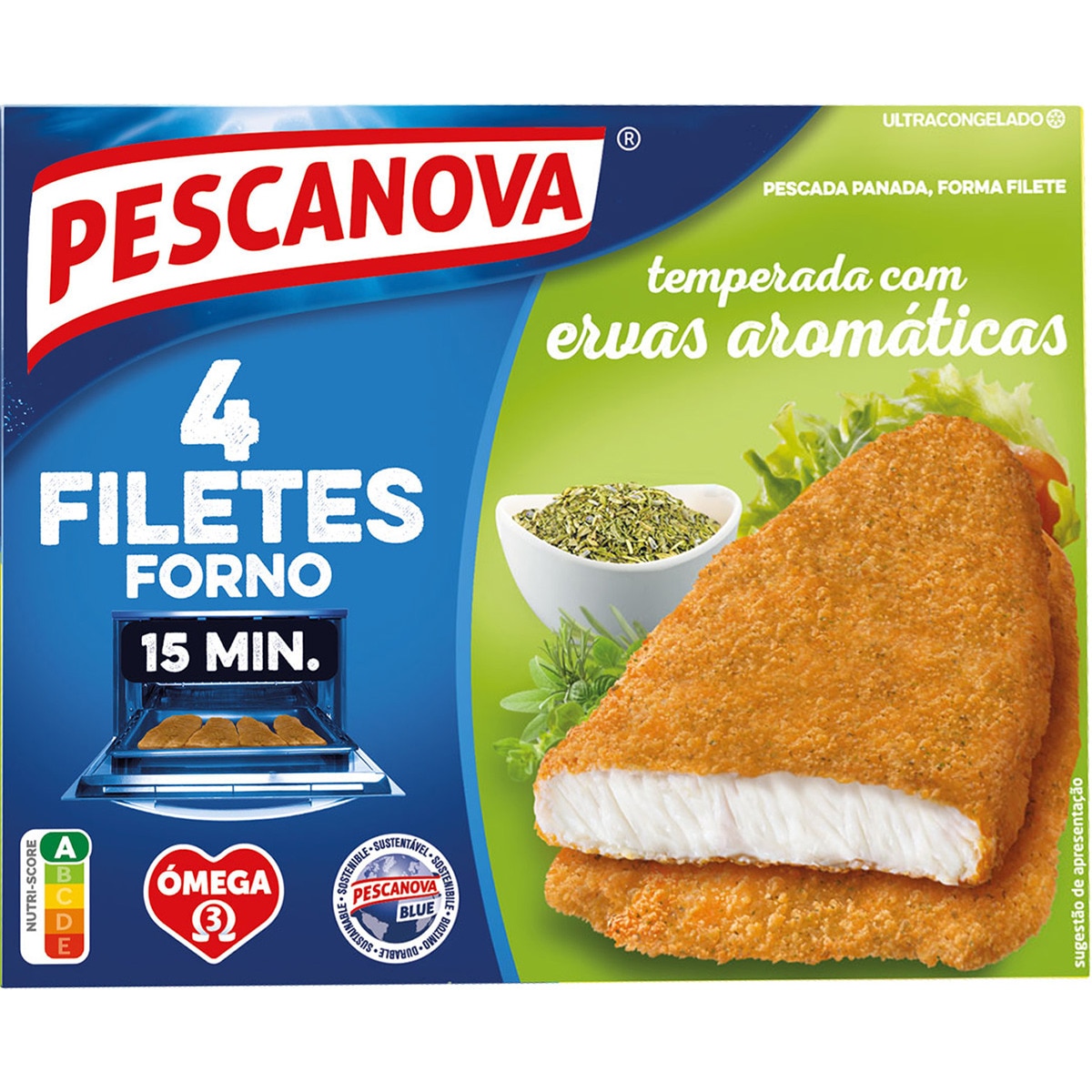 4 Filetes de Pescada Panados Forno com Ervas Aromáticas embalagem 400 g