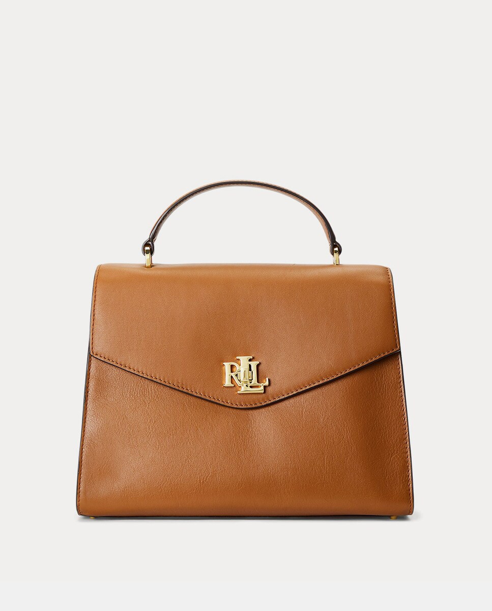 Lauren Ralph Lauren - Bolso De Mano Farrah De Piel En Camel Con Solapa
