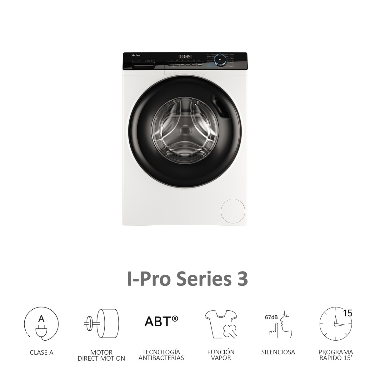 Máquina de Lavar Roupa Haier Vapor I-Pro Série 3 HW80-B14939-IB Carga Frontal de 8 Kg e 1400 rpm - Branco Branco-4