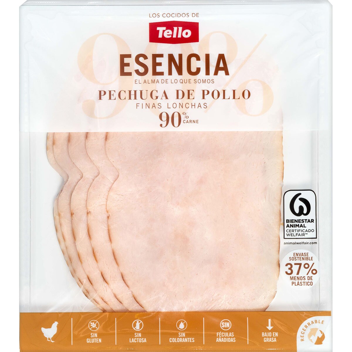 Esencia pechuga de pollo en lonchas finas sin gluten sin lactosa envase 125 g