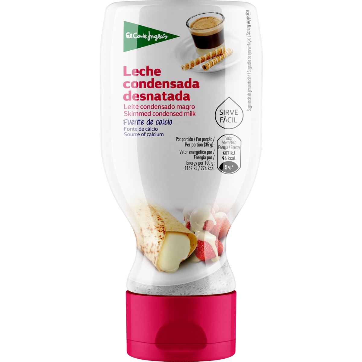 leche condensada desnatada sirvefácil botella 450 g