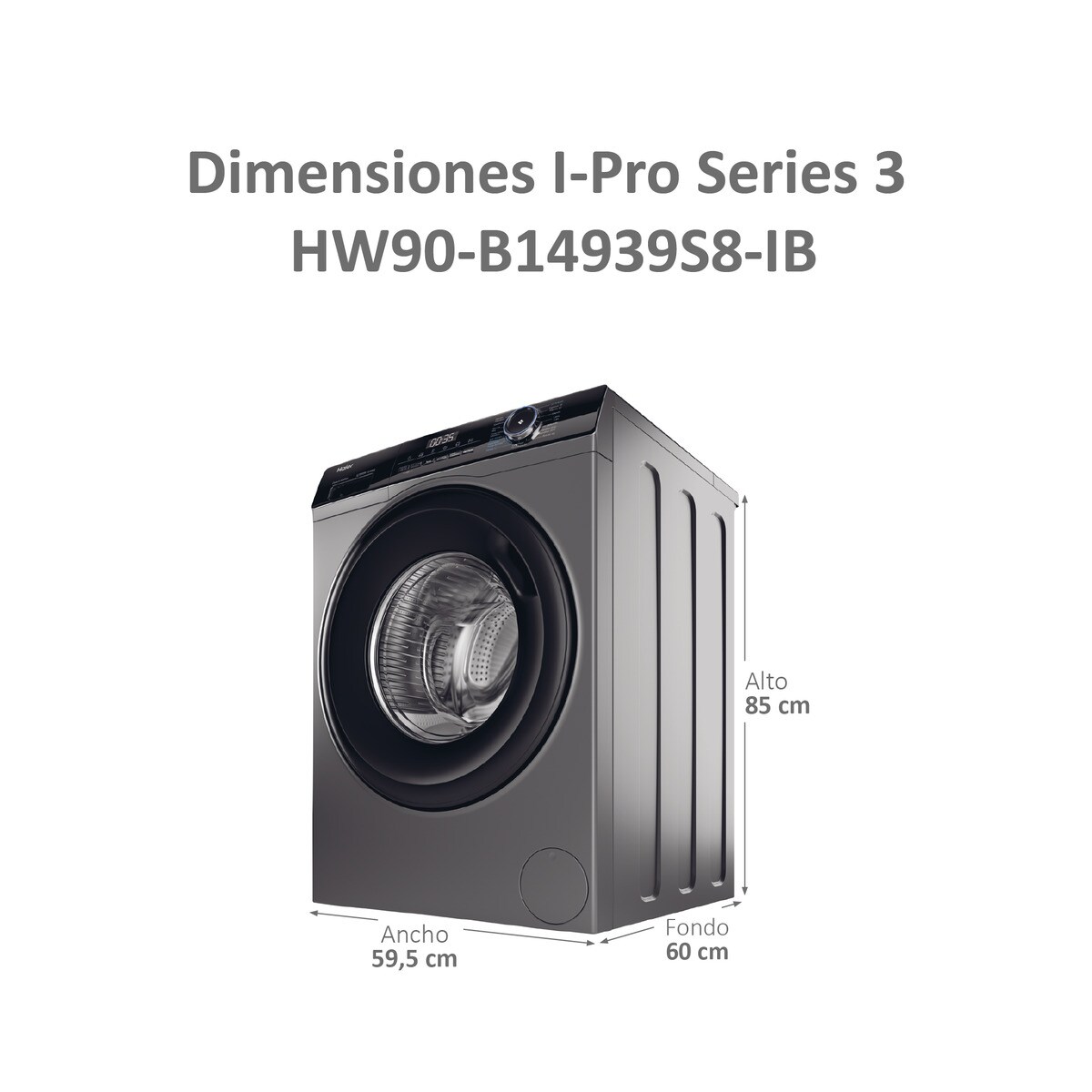 Máquina de Lavar Roupa Haier I-Pro Série 3 HW90-B14939S8-IB Carga Frontal de 9 Kg e 1400 rpm - Inox Inox-4