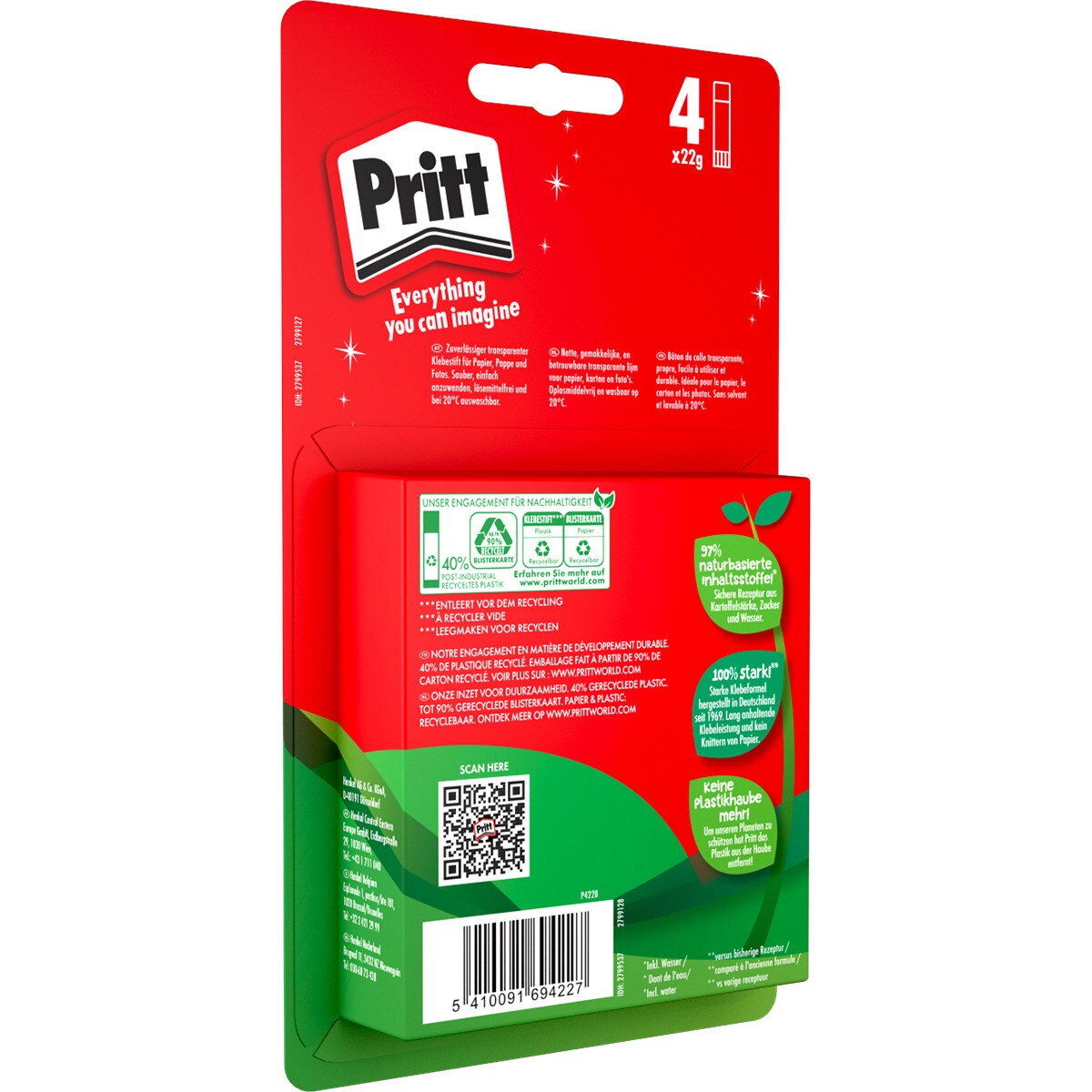 Pegamento en Barra Adhesivo 22 gramos 4 Pritt 2