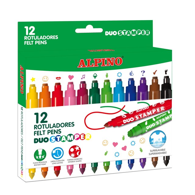 Imagen 0 de Pack de 12 Rotuladores Duo Stamper Alpino Multicolor