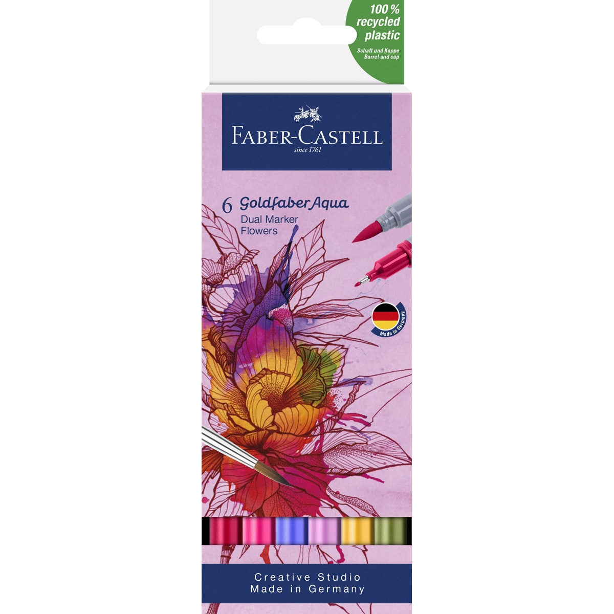 Imagen 0 de Pack 6 Rotuladores Doble Punta Acualerable GoldFaber Aqua Dual Marker Faber-Castell Multicolor