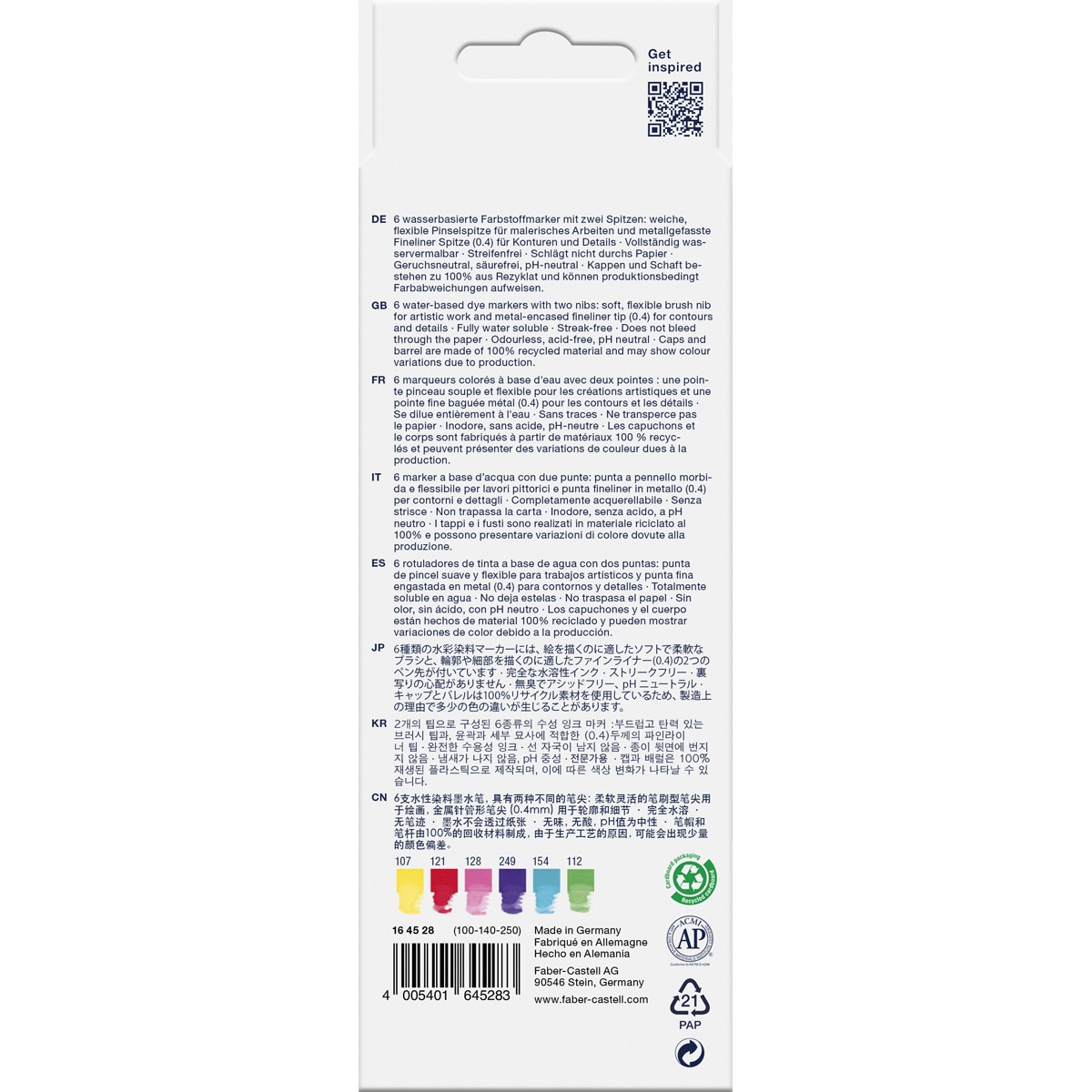 Pack 6 Rotuladores Doble Punta Acualerable GoldFaber Aqua Dual Marker Faber-Castell Multicolor 3