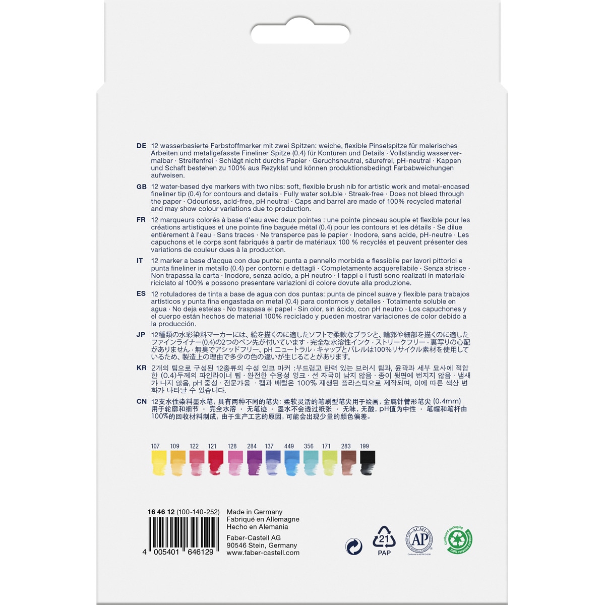 Pack 12 Rotuladores Doble Punta Acualerable GoldFaber Aqua Dual Marker Faber-Castell Multicolor 2