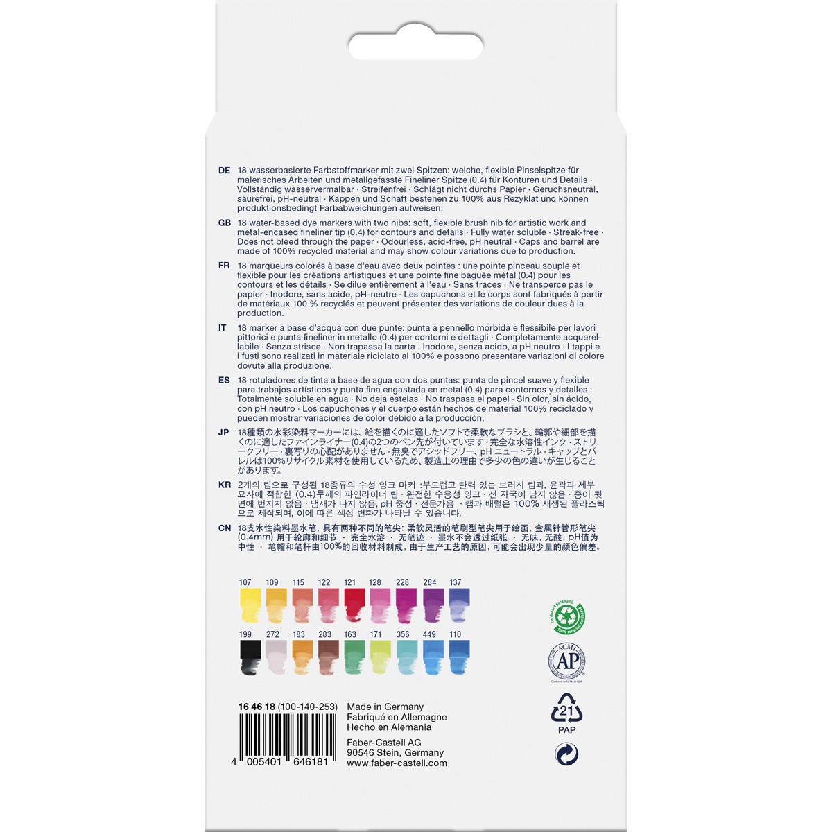 Pack 18 Rotuladores Doble Punta Acualerable GoldFaber Aqua Dual Marker Faber-Castell Multicolor 2