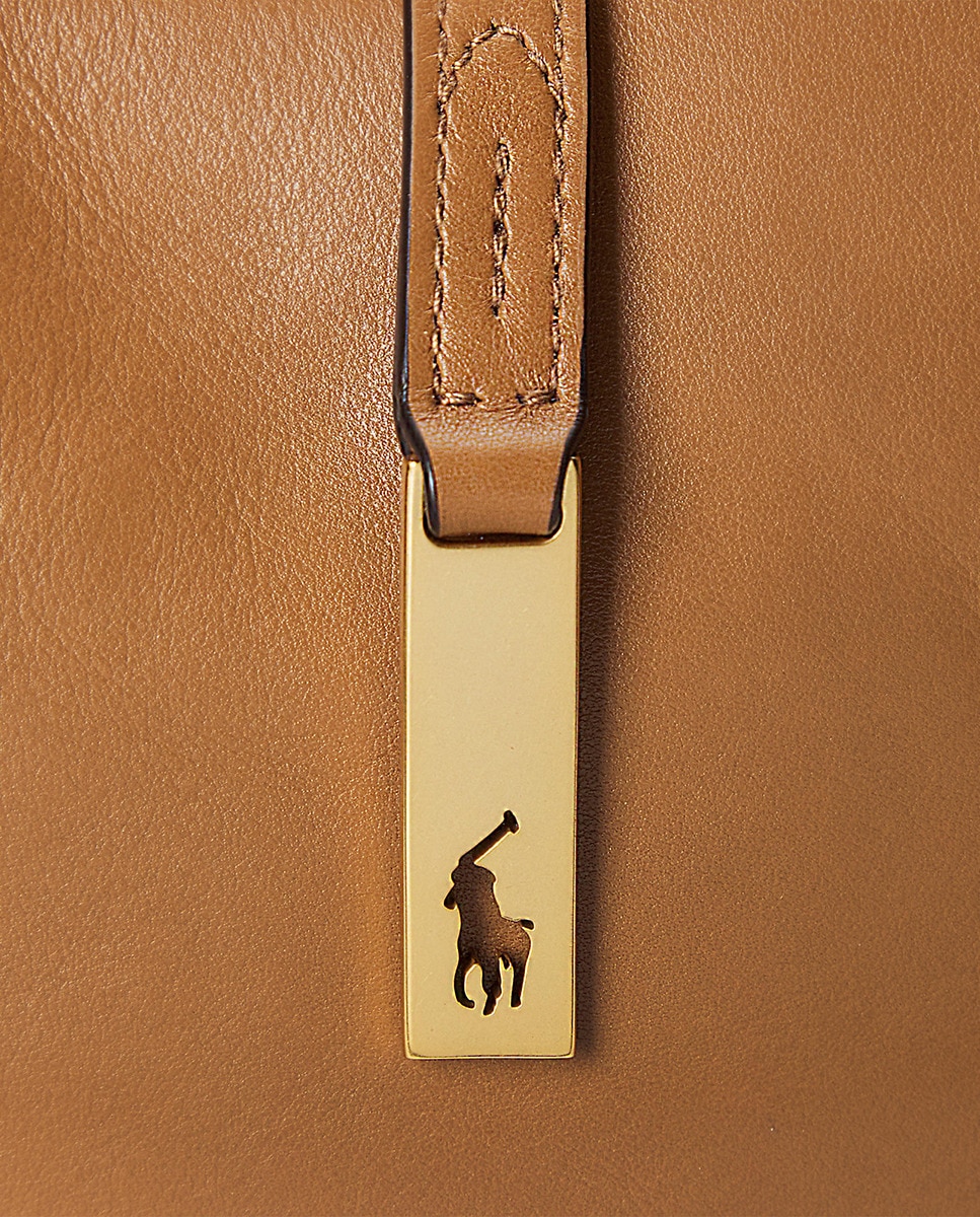 Mala Mini-Shoulder Polo ID Mini em Pele Castanho-5