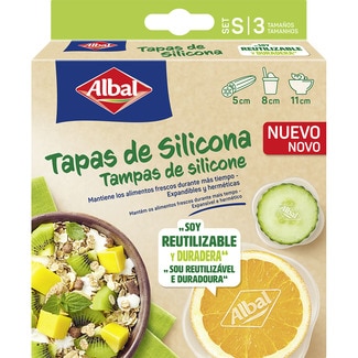 tapa de silicona set 3 tamaños 5 cm - 8 cm - 11 cm caja 3 unidades - Albal