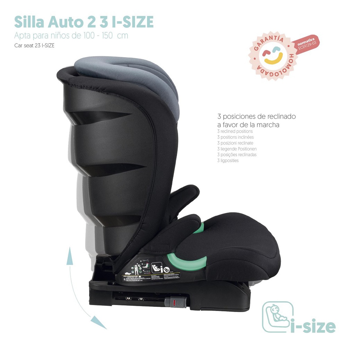 Silla de coche Juno I- Size (100-150cm) Gris-2
