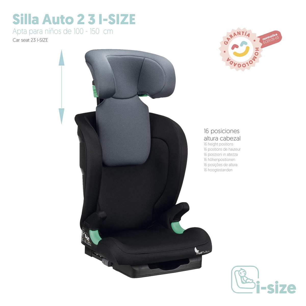 Silla de coche Juno I- Size (100-150cm) Gris-3