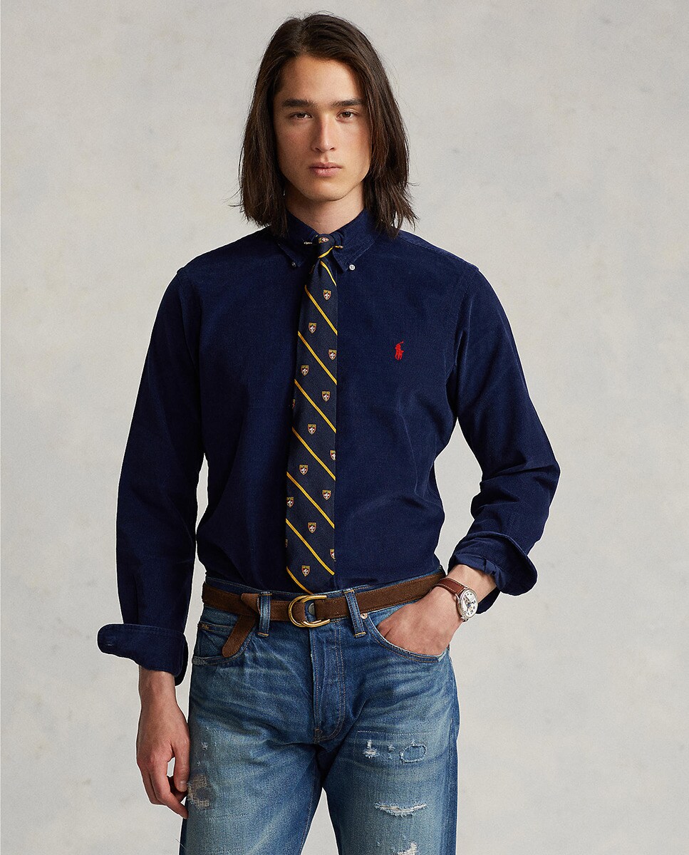 Chemise côtelé regular fit à manches longues