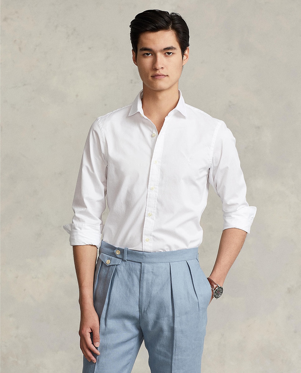 Chemise en serge unie slim fit