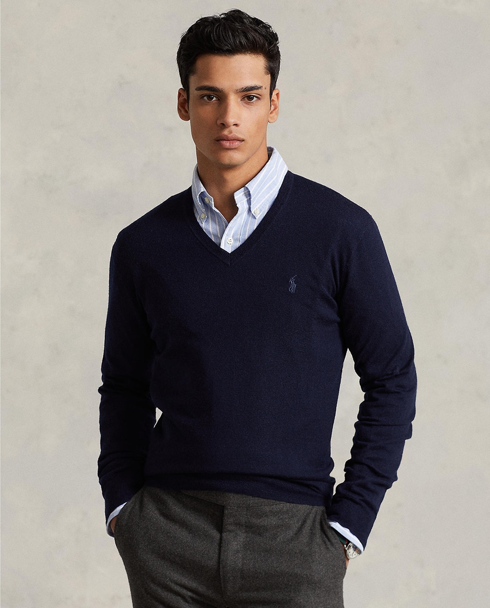 Pull à col en V en laine