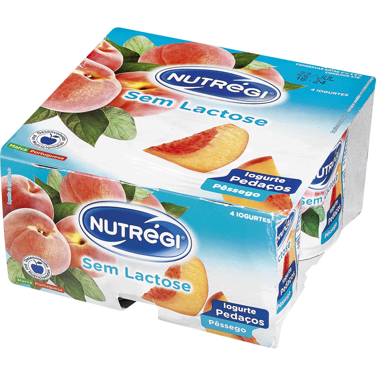 Iogurte com Pedaços de Pêssego sem Lactose Pack 4 embalagem 120 g
