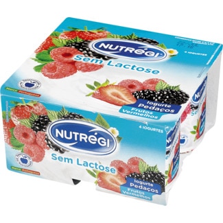Iogurte com Pedaços de Frutos Vermelhos sem Lactose Pack 4 embalagem 120 g - Nutrégi