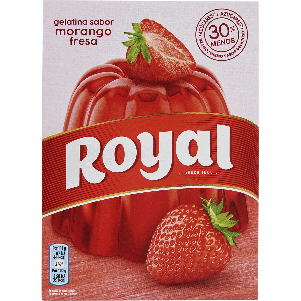Preparado em Pó para Gelatina de Morango embalagem 114 g