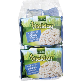 Tortitas de Arroz Integral Vitalday sem Glúten Pack 4 embalagem 115,2 g - Gullón