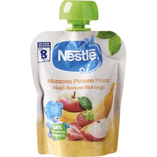 Pacotinho de Maçã, Banana e Morango desde os 8 Meses sem Glúten embalagem 90 g - Nestlé