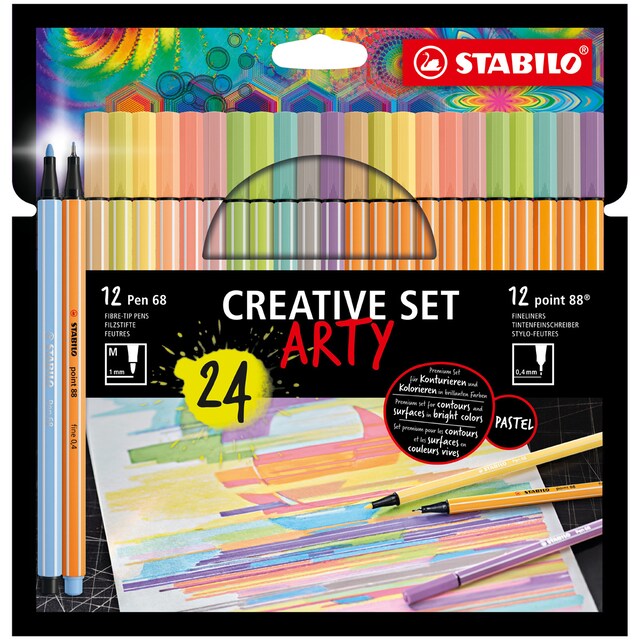 Imagen 0 de Estuche 24 Rotuladores Premium Pen 68 y Punta Fina Point 88 STABILO Multicolor