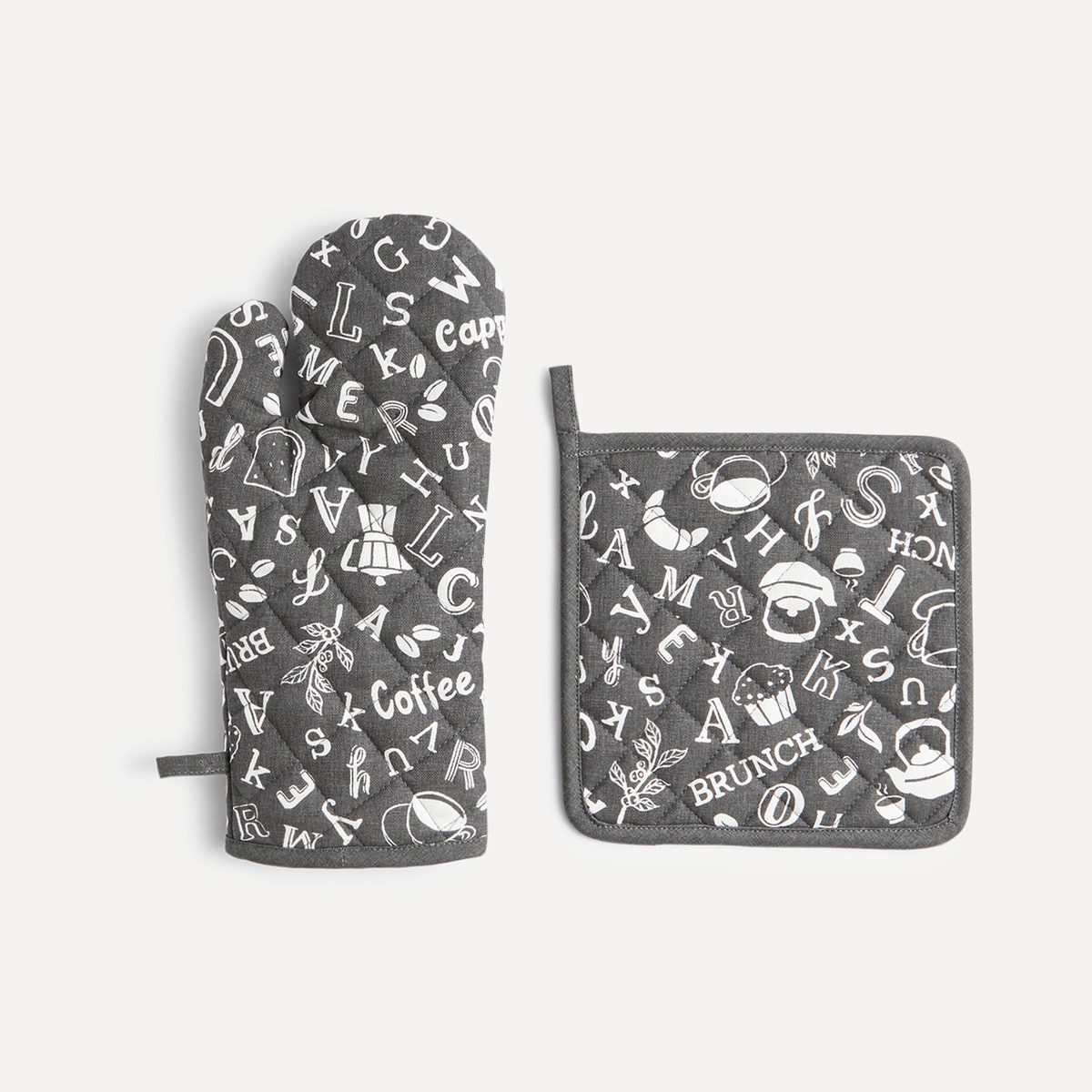 Ensemble gant de cuisine et manique Brunch Bascis