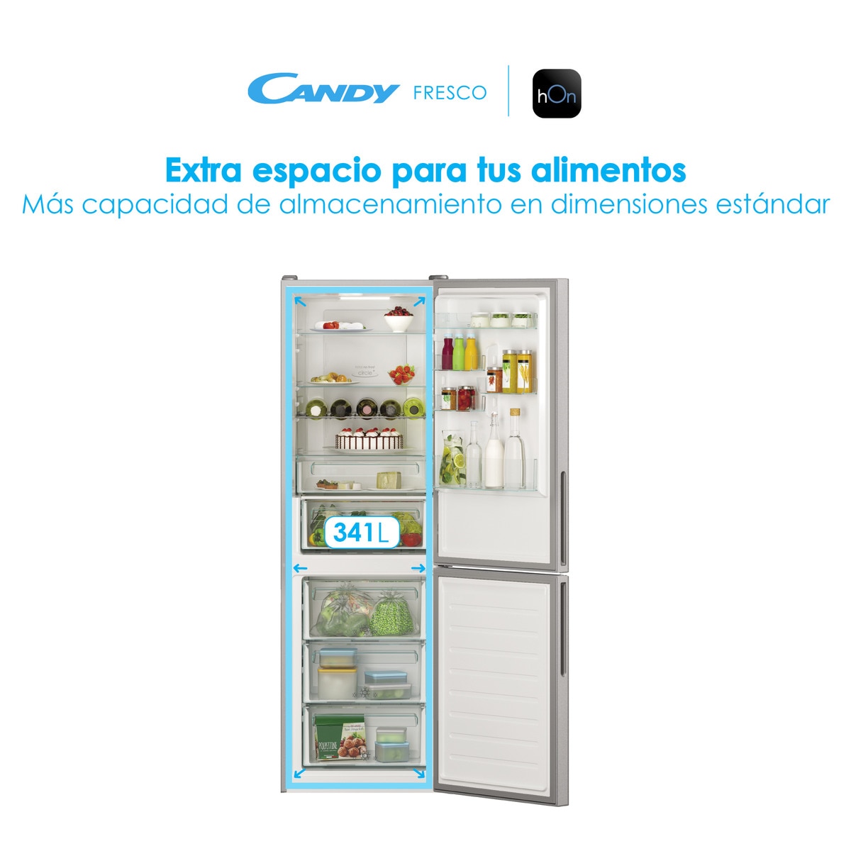 Frigorífico Combi Candy Total No Frost Circle + con Wifi Fresco - CCE7T618ES Plata-7