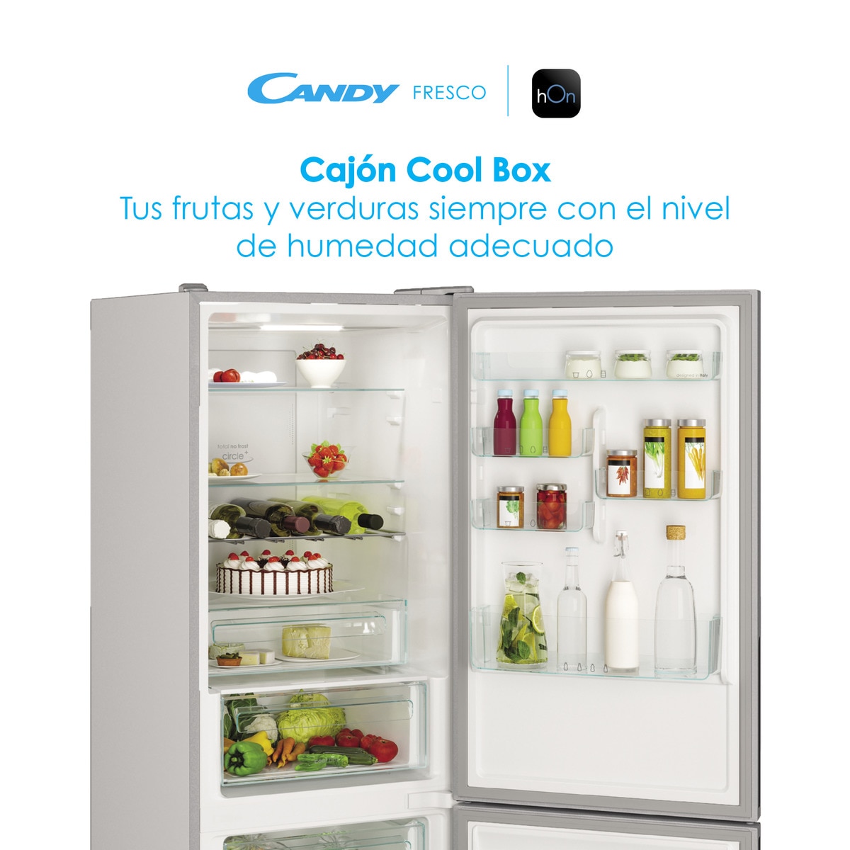 Frigorífico Combi Candy Total No Frost Circle + con Wifi Fresco - CCE7T618ES Plata-4