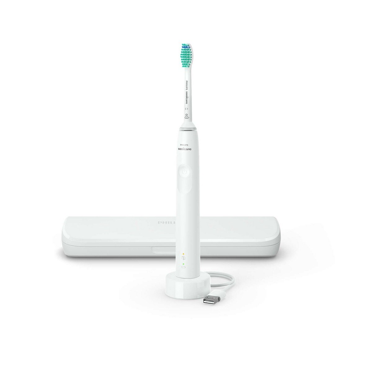 Escova de Dentes Elétrica Philips HX3673/13 - 1 Modo de Limpeza e 1 Nível de Intensidade, Sensor de Pressão e Estojo de Viagem - Branco Branco-1