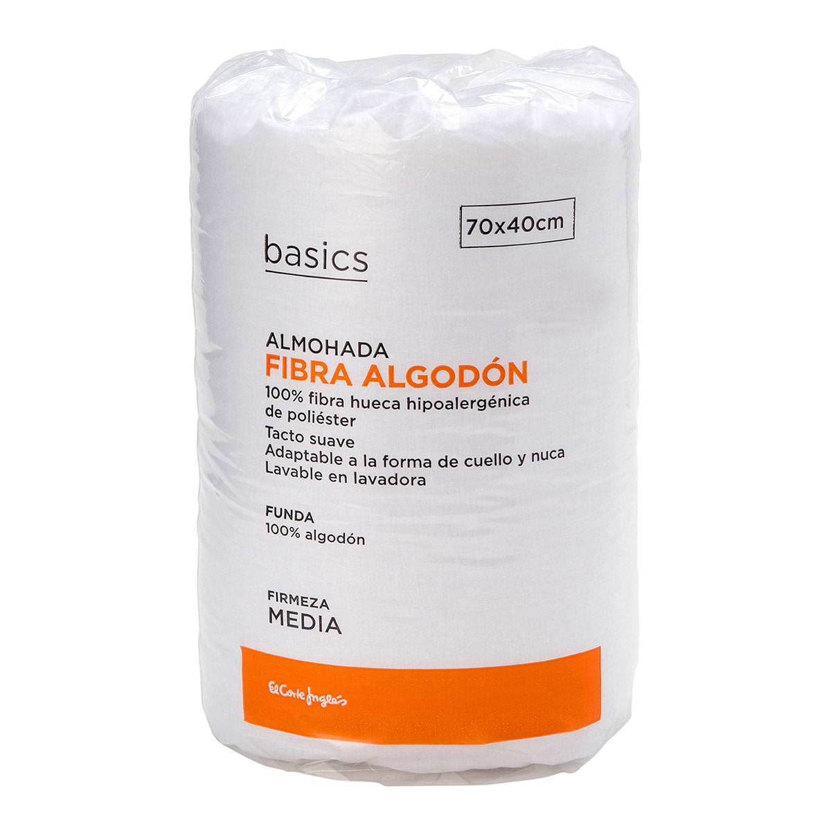 Almohada Fibra Algodón Basics El Corte Inglés Blanco-3