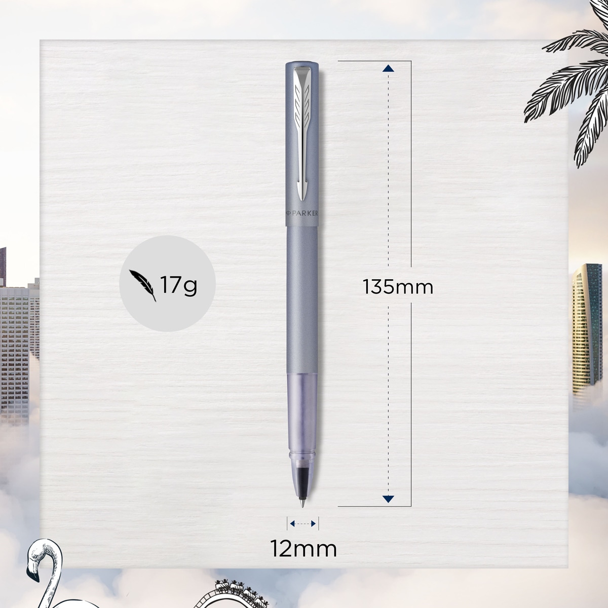 Caneta Rollerball Vector XL - Silver Blue Azul / Prata-3