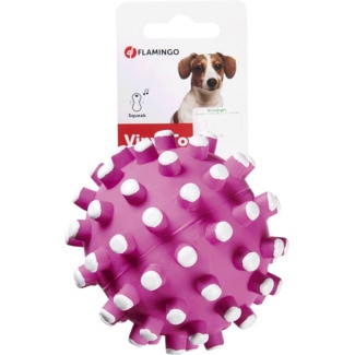 Brinquedo para Cão Bola com Picos cor de Rosa 9,5cm embalagem 1 - Flamingo